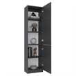 Home Tall Double Door Bookcase with 5 Interior Shelves Engineered Wood Gray