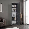 Home Tall Double Door Bookcase with 5 Interior Shelves Engineered Wood Gray