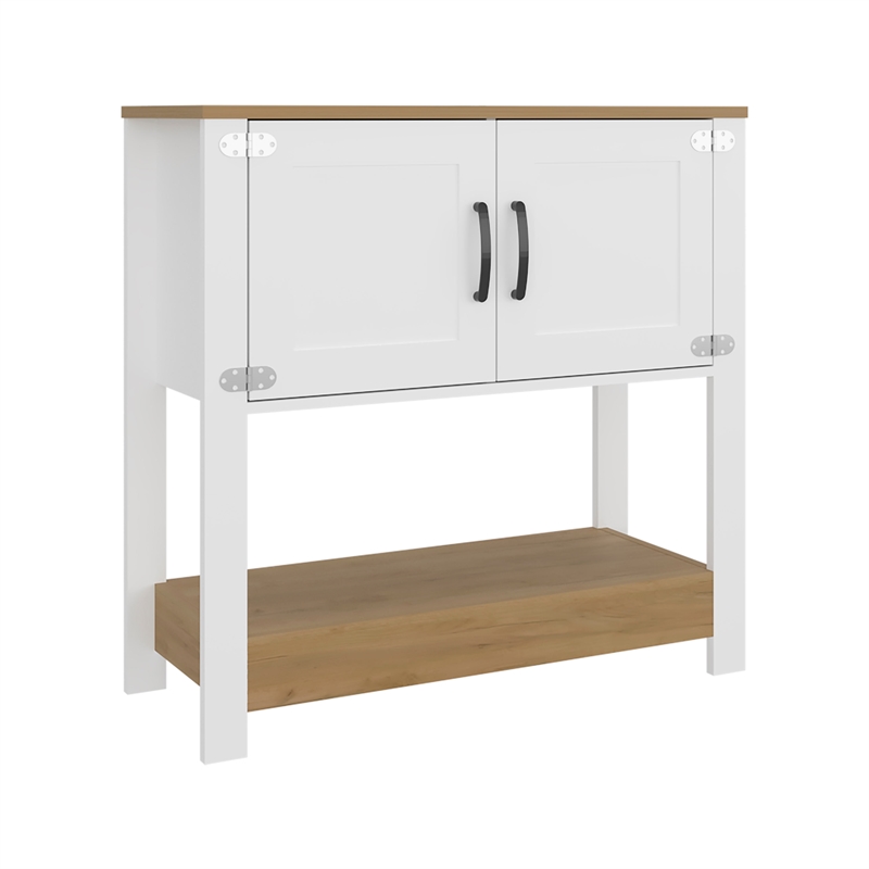 Tuhome Carajillo Compact and Small Sideboard Table with Cabinet Engineered Wood White