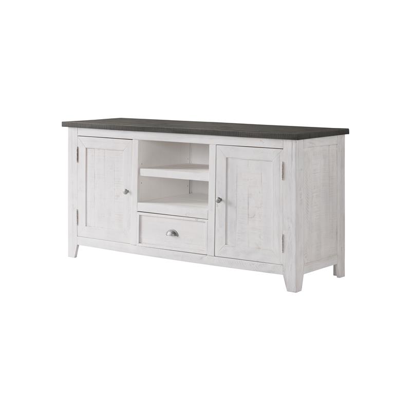 Martin Svensson Home Monterey Solid Wood TV Stand in White with Gray Top