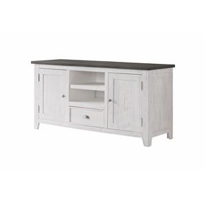 martin svensson home monterey solid wood tv stand in white with gray top