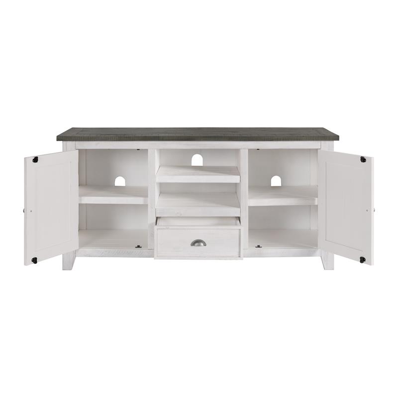 Martin Svensson Home Monterey Solid Wood TV Stand in White with Gray Top
