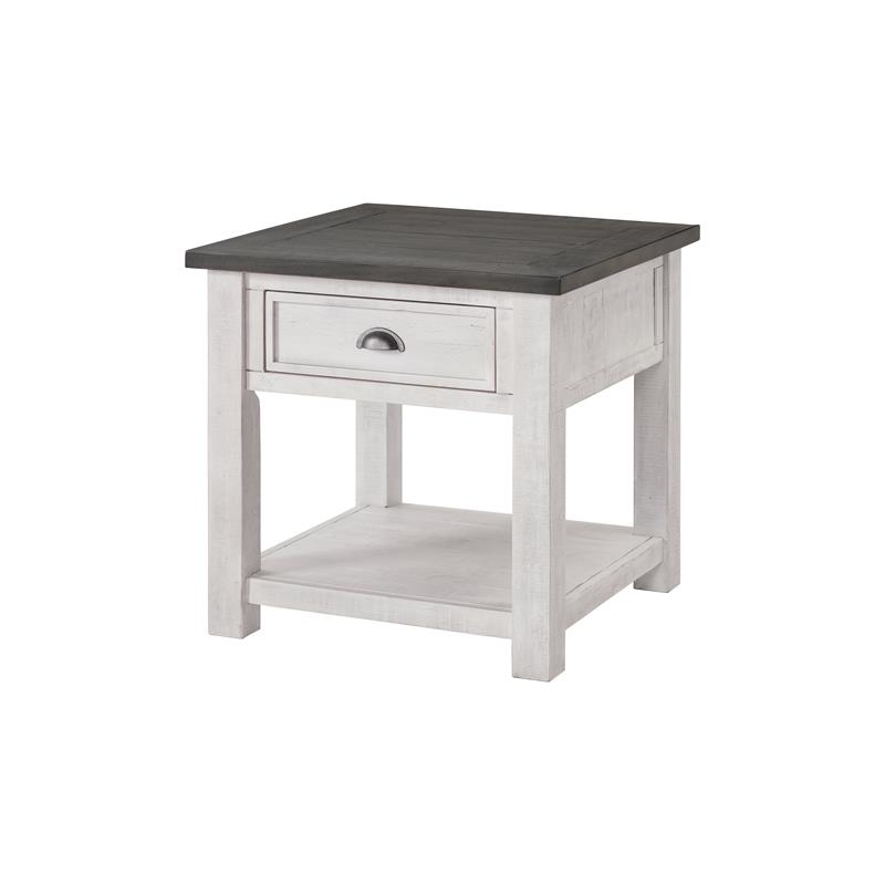 Martin Svensson Home Monterey Solid Wood End Table White and Grey