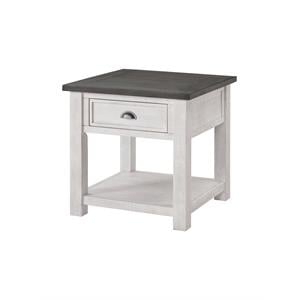 Martin Svensson Home Monterey Solid Wood End Table White and Grey