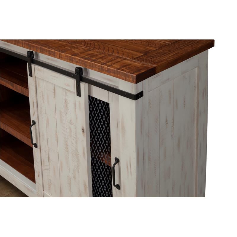 Antique White /& Aged Distressed Pine Martin Svensson Home Taos 70 TV Stand