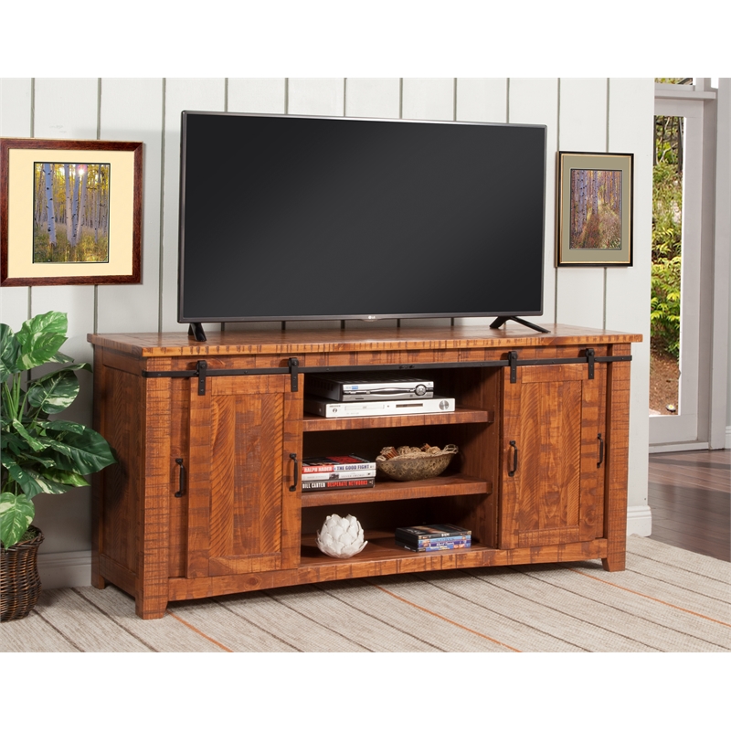 Martin Svensson Home Omaha 65" Solid Wood TV Stand Honey Tobacco Finish
