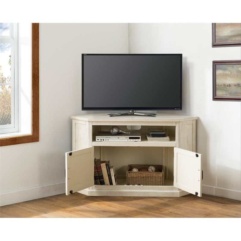 Rustic white corner tv stand hotsell