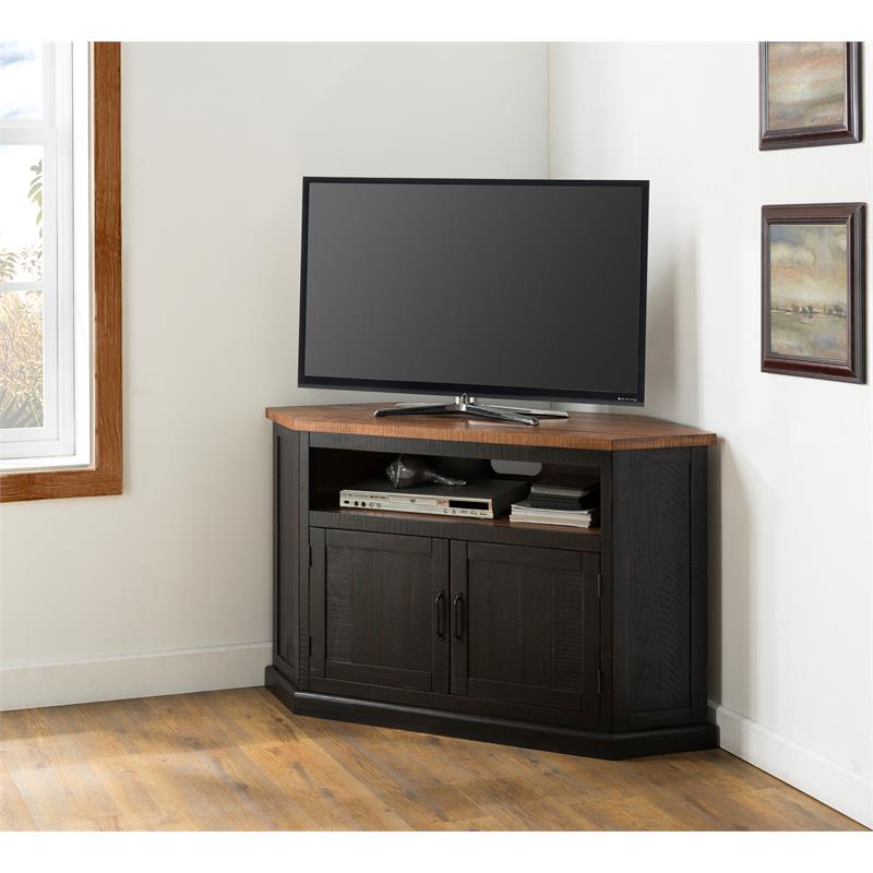 Martin Svensson Home Rustic Corner 50" Wood TV Stand Antique Black and