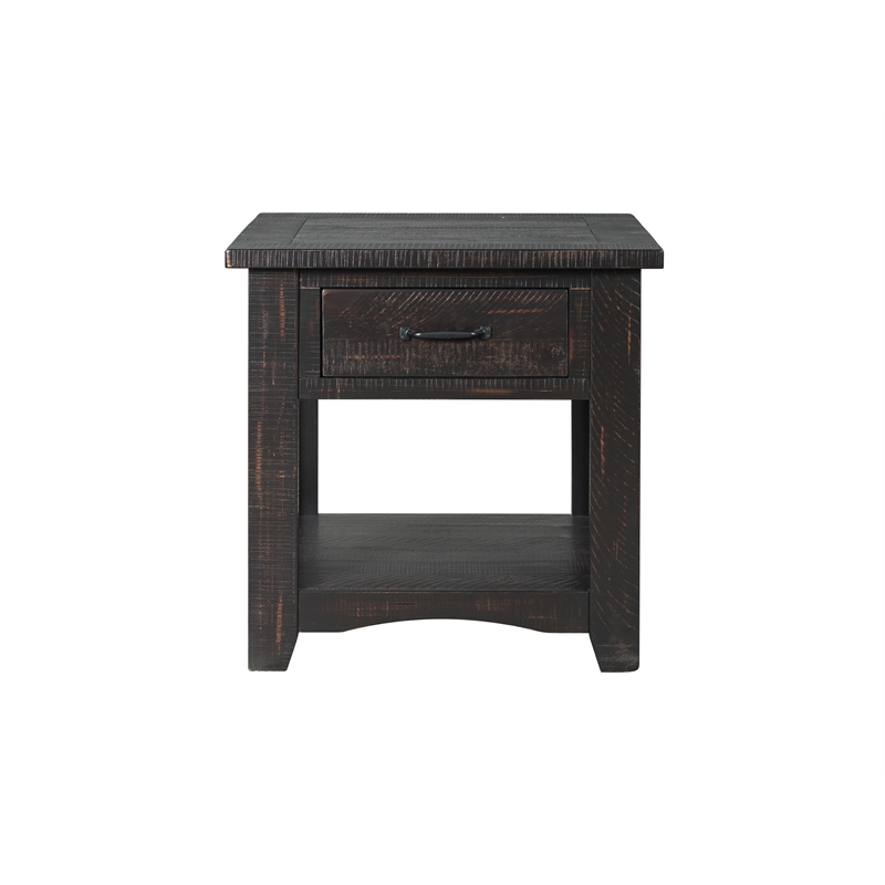 Martin Svensson Home Rustic Solid Wood 1 Drawer End Table Antique Black Cymax Business