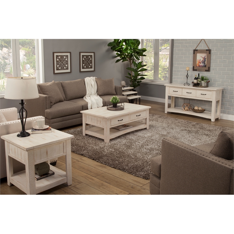 Martin Svensson Home Rustic Solid Wood 1 Drawer End Table Antique White