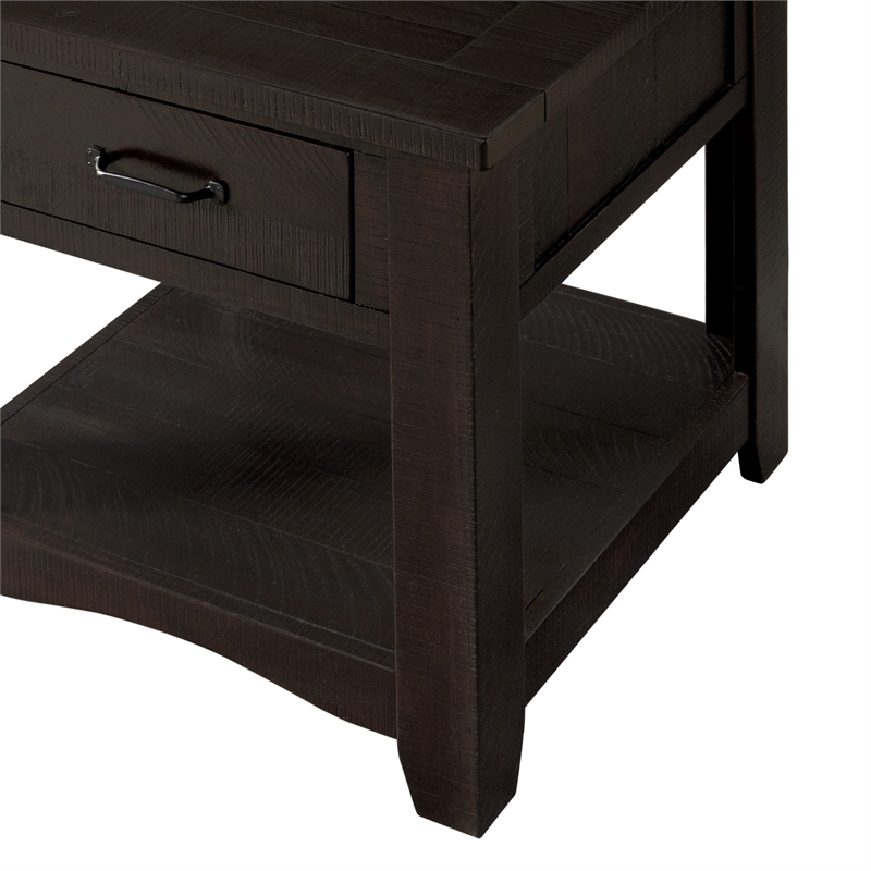 Martin Svensson Home Rustic Solid Wood 1 Drawer End Table Espresso