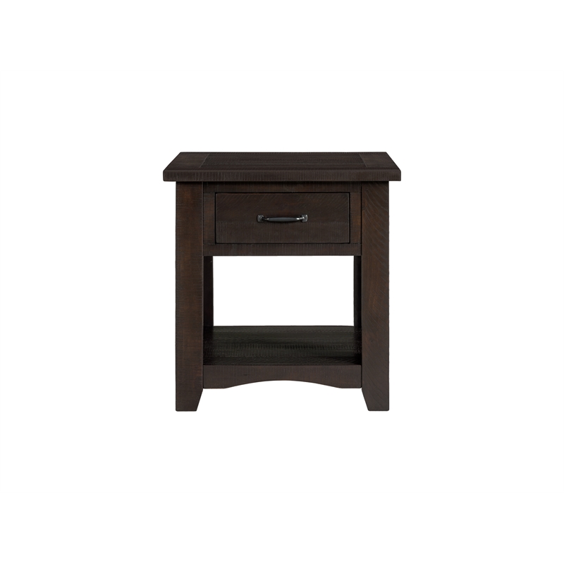Martin Svensson Home Rustic Solid Wood 1 Drawer End Table Espresso