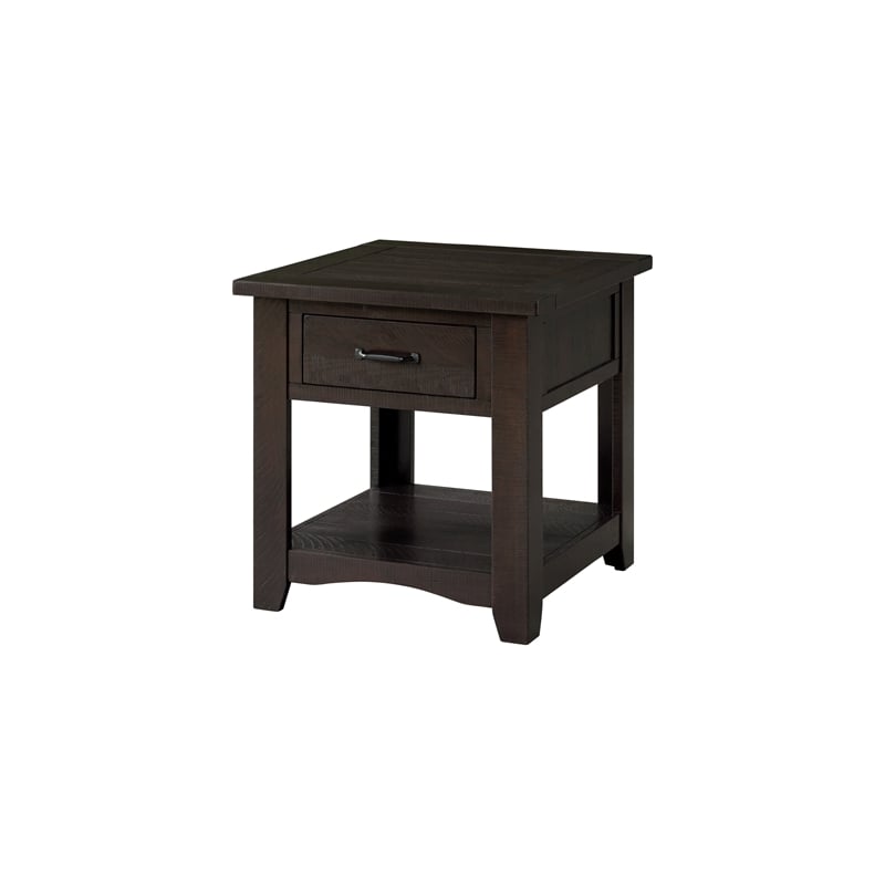 Martin Svensson Home Rustic Solid Wood 1 Drawer End Table Espresso