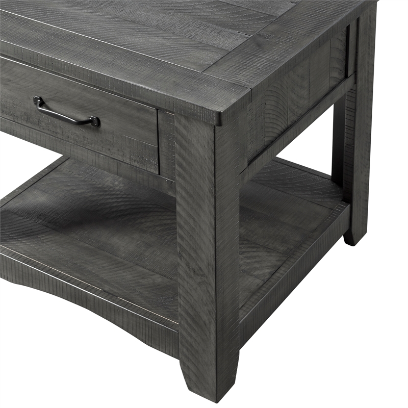 Martin Svensson Home Rustic Solid Wood 1 Drawer End Table Gray