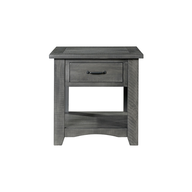 Martin Svensson Home Rustic Solid Wood 1 Drawer End Table Gray