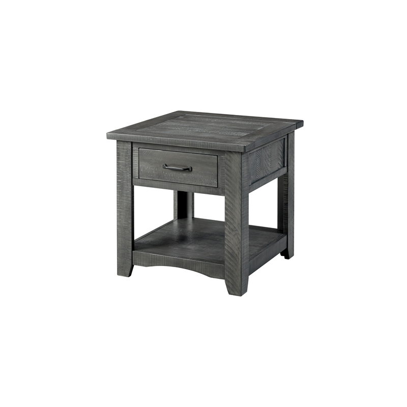 Martin Svensson Home Rustic Solid Wood 1 Drawer End Table Gray