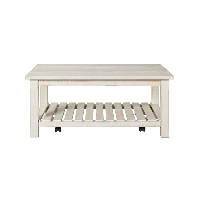 Martin Svensson Barn Door Solid Wood Coffee Table Antique White