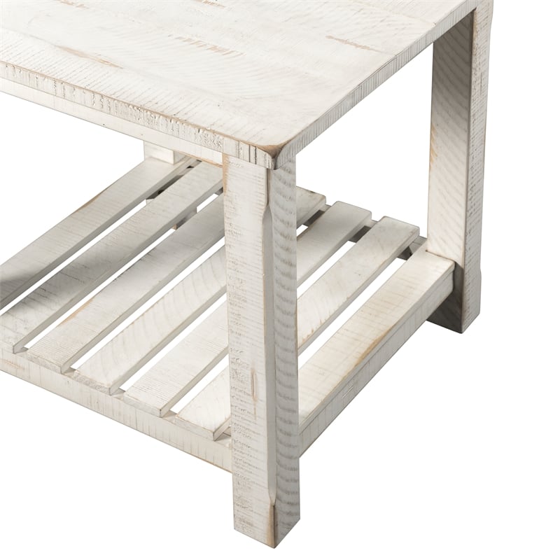 Martin Svensson Barn Door Solid Wood End Table Antique White