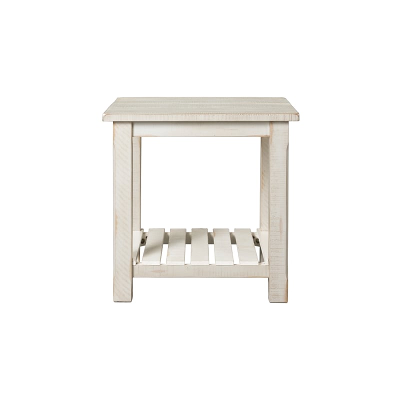 Martin Svensson Barn Door Solid Wood End Table Antique White