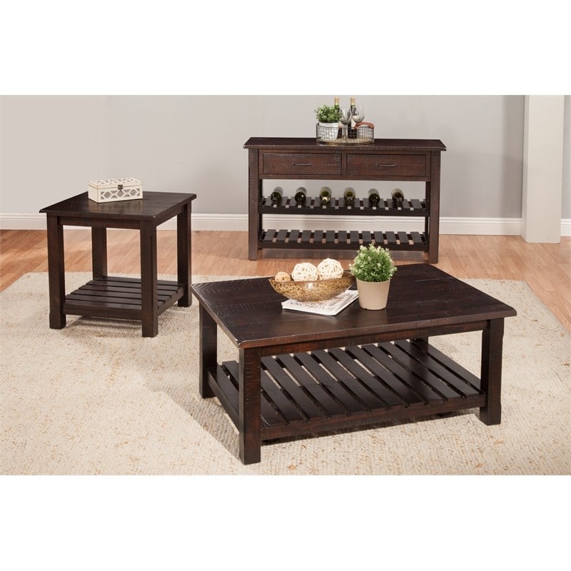 Martin Svensson Barn Door Solid Wood End Table Espresso