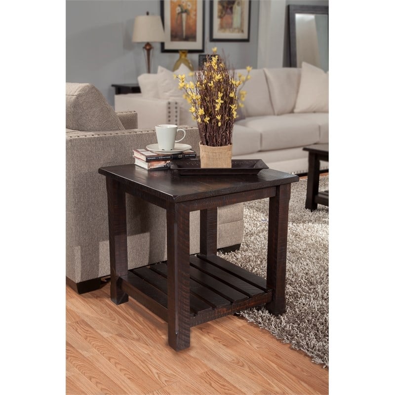 Martin Svensson Barn Door Solid Wood End Table Espresso