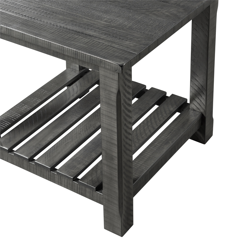 Martin Svensson Barn Door Solid Wood End Table Gray