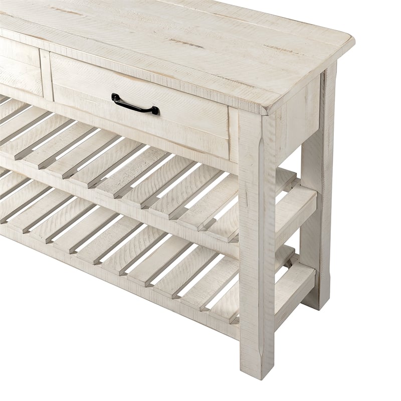 Martin Svensson Barn Door Solid Wood Sofa Console Table Antique White