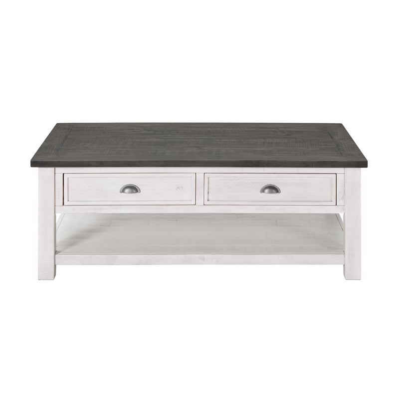 Martin Svensson Home Monterey Solid Wood 2 Drawer Coffee Table White and Gray 890625