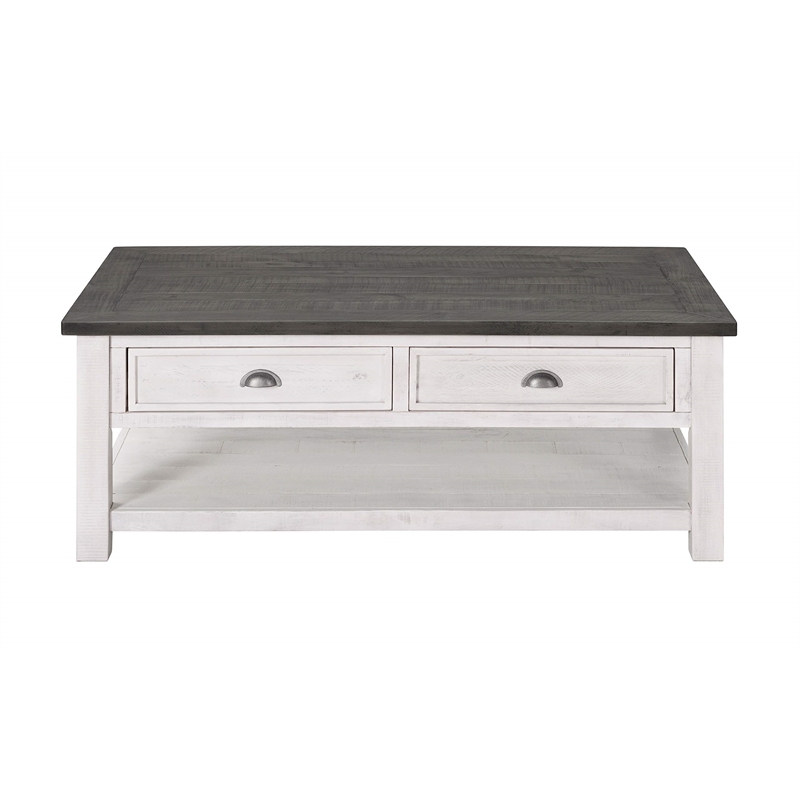 Martin Svensson Home Monterey Solid Wood 2 Drawer Coffee Table White and Gray