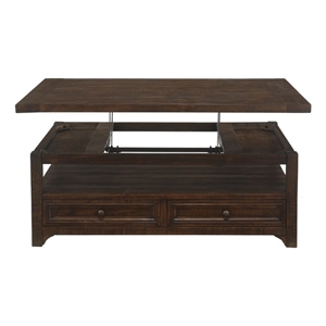 martin svensson home lisbon solid wood two drawer lift-top coffee table brown