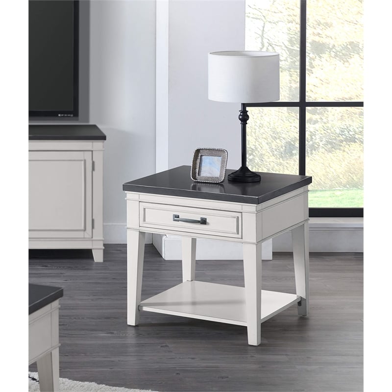 Martin Svensson Home Del Mar End Table Antique White and Grey