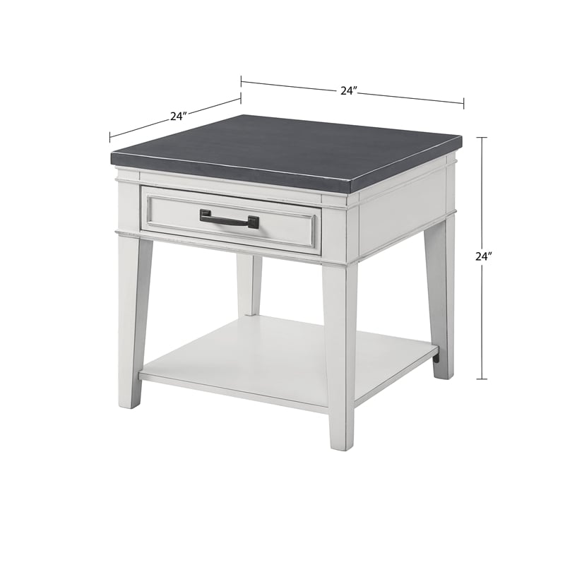 Martin Svensson Home Del Mar End Table Antique White and Grey