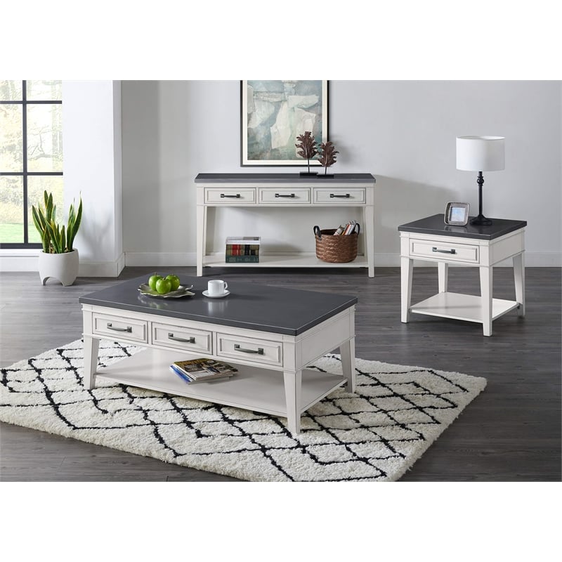 Martin Svensson Home Del Mar End Table Antique White and Grey
