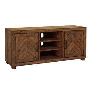 Martin Svensson Home Huntington 65&quot Solid Wood  TV Stand Natural Brown Finish