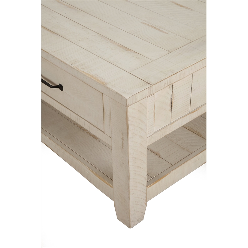 Martin Svensson Home Rustic Solid Wood 2 Drawer Coffee Table Antique White