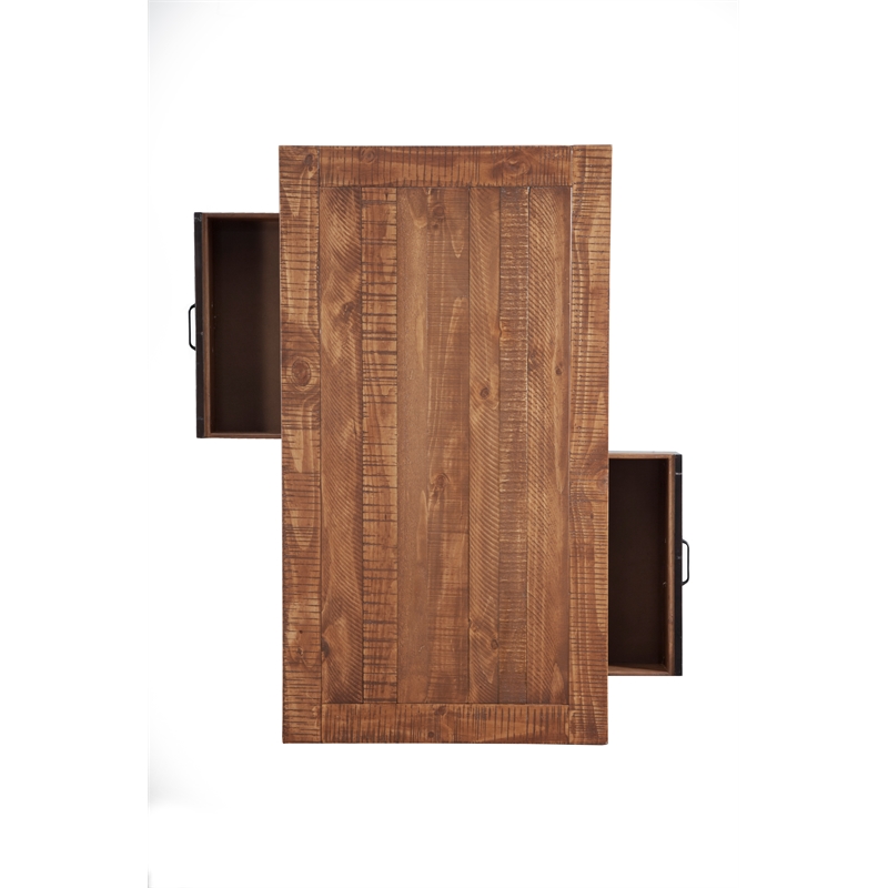 Martin Svensson Home Rustic Wood 2 Drawer Coffee Table Antique Black and Honey