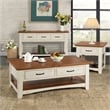 Martin Svensson Home Rustic Wood 2 Drawer Coffee Table Antique White and Honey