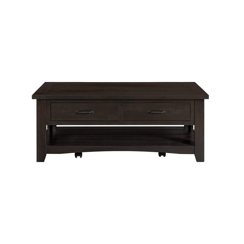 Martin Svensson Home Rustic Solid Wood 2 Drawer Coffee Table Espresso