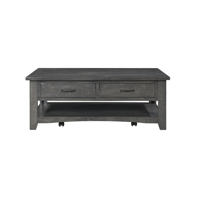 Martin Svensson Home Rustic Solid Wood 2 Drawer Coffee Table Gray