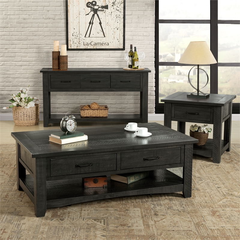 Martin Svensson Home Rustic Solid Wood, Rustic Gray Coffee Table And End Tables