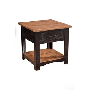 Martin Svensson Home Rustic Wood 1 Drawer End Table Antique Black and Honey