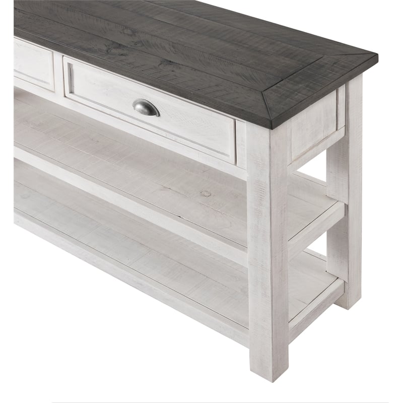 Martin Svensson Home Monterey Wood 2 Drawer Sofa Console Table White and Gray