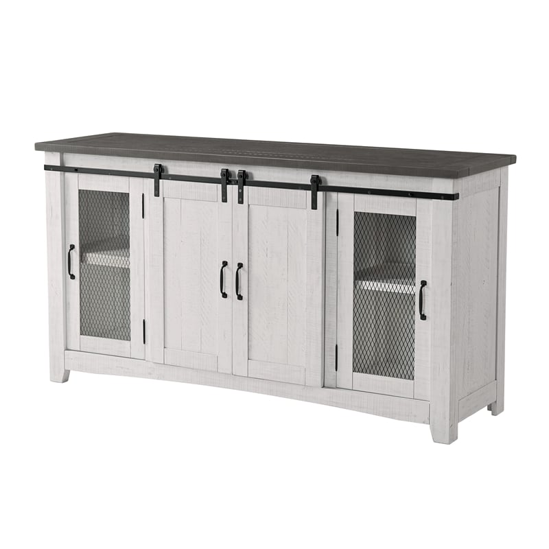 Martin Svensson Home Hampton Solid Wood TV Stand White Stain with Grey