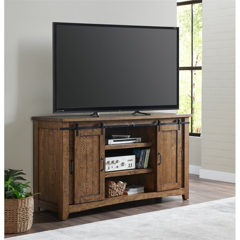 Martin Svensson Home Chesapeake Solid Wood TV Stand Natural Brown Finish