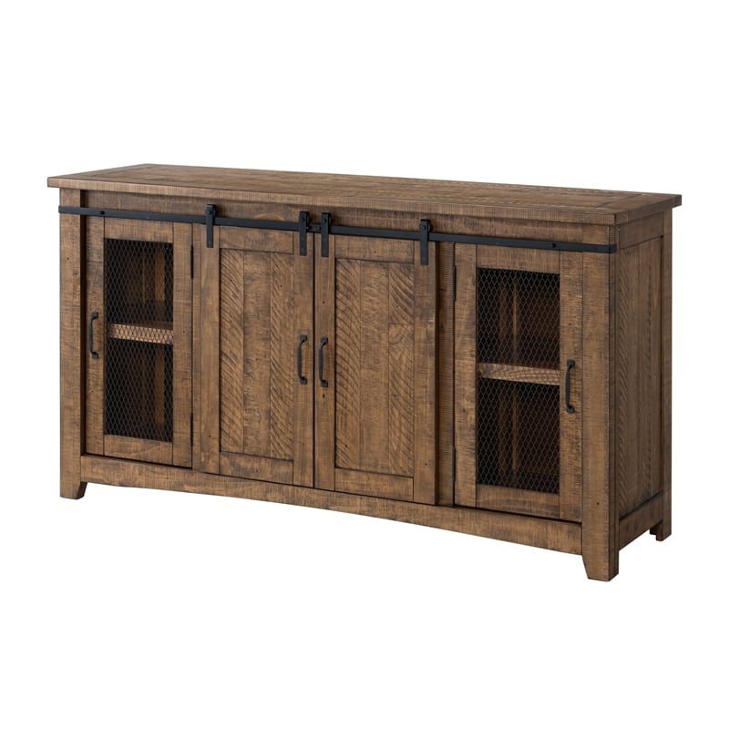 Martin Svensson Home Chesapeake Solid Wood TV Stand Natural Brown Finish