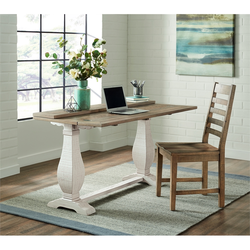 Martin Svensson Home Napa Solid Wood Flip Top Sofa Table White Stain and Natural