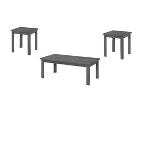 Martin Svensson Home Ventura Solid Wood Gray Coffee Table + 2 End Table Set