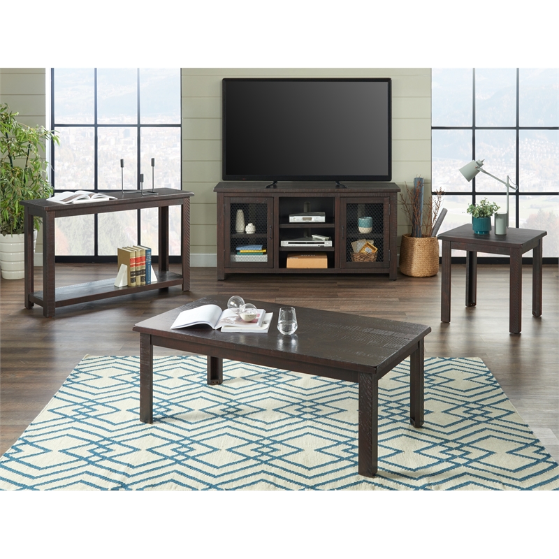 Martin Svensson Home Ventura Solid Wood Espresso Coffee Table + 2 End Table Set