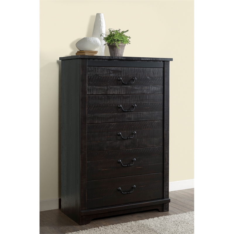 Martin Svensson Home Coastal Farmhouse 5 Drawer Chest Antique Black