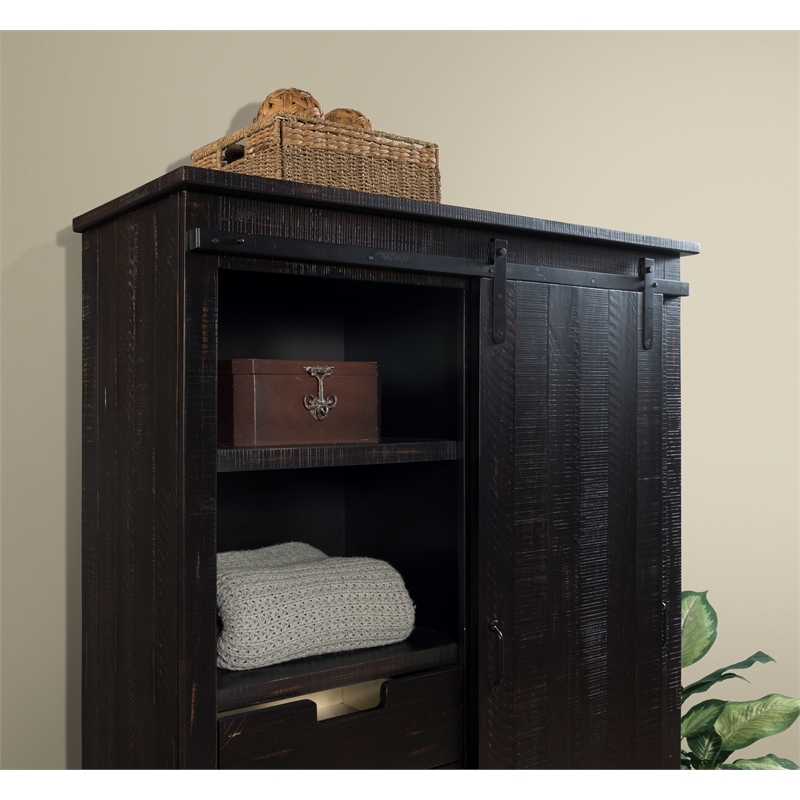 Martin Svensson Home Coastal Farmhouse Sliding Barn Door Armoire Antique Black